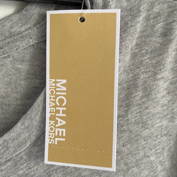 Michael Kors Women’s Heather Gray MK Circle Logo Tee T-Shirt Short Sleeve Top L - Picture 6 of 7